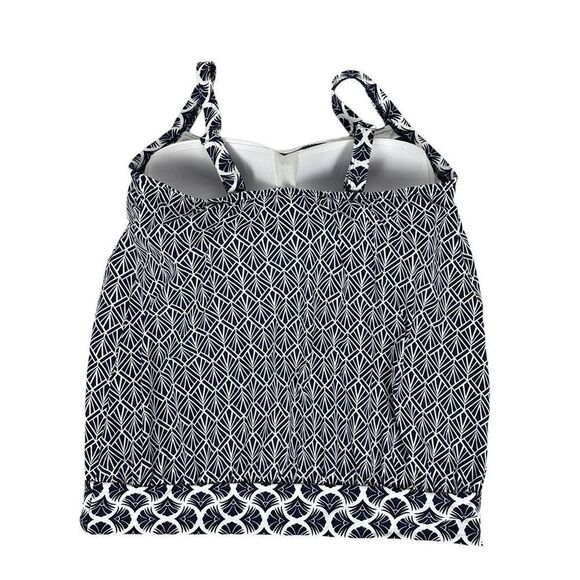 Lands’ End Blouson Navy & White Tankini Top size 10D - Picture 2 of 6